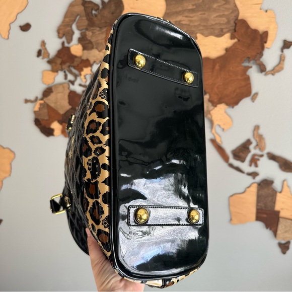 LOUNGEFLY Sanrio Hello Kitty Patent Leather Satchel Leopard Quilted Y2K Handbag - Picture 6 of 9